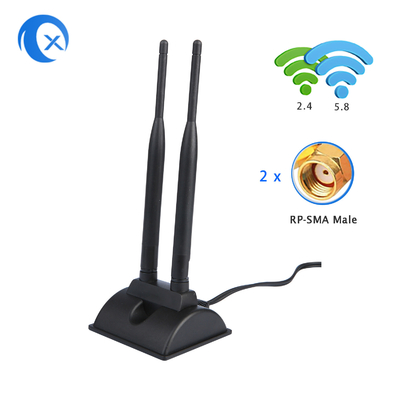 Antenna WiFi 6dBi z połączeniem RP-SMA 2.4GHz 5GHz Dual Band Magnetic Base For PCI-E WiFi Wireless Routers