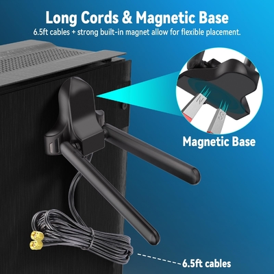 Wi-Fi 6E Antenna Trójpasmowa 2.4GHz 5GHz 6GHz Magnetyczna Baza Wi-Fi Antenny RP-SMA Konektor dla PC Router bezprzewodowy Desktop